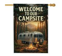 Drapeau de maison de camping, lanterne rustique en toile de jute verte d'été double face pour porche, extérieur, cour, pelouse, patio, porte, entrée, 71,1 x 101,6 cm