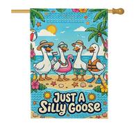 Drapeau de maison de canard, oiseau tropical tropical, palmier, toile de jute bleue d'été, double face, grand drapeau de jardin pour extérieur, terrasse, pelouse, entrée, camping, 71,1 x 101,6 cm