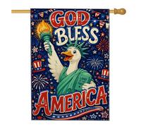 Drapeau de maison de canard - Statue patriotique festive de feux d'artifice du 4 juillet - Bleu - Double face - Grand drapeau de jardin pour extérieur, pelouse, cour, patio, entrée - 71 x 101,6 cm