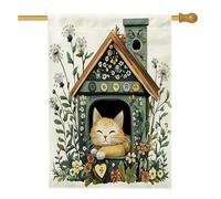 Drapeau de maison de chat Ragdoll de printemps 71,1 x 101,6 cm double face pour décoration extérieure, maison de chaton en toile amusante, drapeau de maison, motif animal de compagnie mignon, drapeau