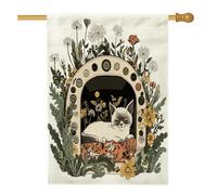 Drapeau de maison de chat siamois printanier 71,1 x 101,6 cm double face pour décoration extérieure, maison de chaton amusant en toile, drapeau de maison, motif animal de compagnie mignon, drapeau