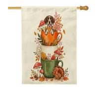 Drapeau de maison de chien à poil court allemand de Thanksgiving 71,1 x 101,6 cm pour l'extérieur, joli drapeau vertical standard de la Turquie en lin pour la maison, l'automne, le devant de la cour