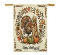 Drapeau de maison de chien afghan pour l'automne, Thanksgiving, 71,1 x 101,6 cm, double face pour décoration extérieure, drapeau vintage de Turquie d'automne en lin, drapeau de maison cool pour