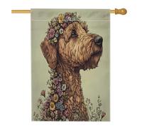 Drapeau de maison de chien Airedale Terrier de printemps 71,1 x 101,6 cm double face pour décoration extérieure, beau et esthétique, drapeau floral avant cour en lin, motif animal de compagnie