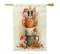 Drapeau de maison de chien Border Collie de Thanksgiving 71,1 x 101,6 cm pour l'extérieur, joli drapeau vertical en lin de Turquie standard pour la maison, le devant de la cour, décoration extérieure