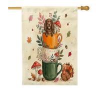 Drapeau de maison de chien Boykin Spaniel de Thanksgiving 71 x 101,6 cm pour l'extérieur, joli drapeau vertical standard en lin de Turquie pour la maison, l'automne, le devant de la cour, la