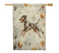 Drapeau de maison de chien Catahoulas léopard de Noël 71,1 x 101,6 cm pour extérieur, flocons de neige de luxe verticaux standard en lin, drapeau pour maison, animal de compagnie, devant cour arrière