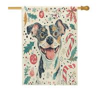 Drapeau de maison de chien Catahoulas léopard de Noël 71,1 x 101,6 cm pour l'extérieur, joli drapeau vertical de Noël standard en lin pour maison, animal de compagnie, devant la cour et le jardin