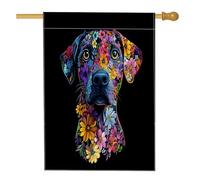 Drapeau de maison de chien Catahoulas léopard de printemps 71,1 x 101,6 cm double face pour extérieur, art floral en lin noir, drapeau vertical pour maison, animal de compagnie, avant cour