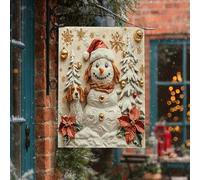 Drapeau de maison de chien Cavalier King Charles en relief 71 x 101,6 cm pour extérieur, bonhomme de neige, drapeau vertical standard en lin, pour maison, hiver, cour, arrière-cour