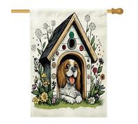 Drapeau de maison de chien Cavalier King Charles Spaniel 71,1 x 101,6 cm double face pour décoration extérieure, chenil à fleurs amusant, niche pour chiot, drapeau de maison, motif animal de compagnie
