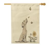 Drapeau de maison de chien de Braque de Weimar de printemps 71,1 x 101,6 cm pour extérieur, plante de tournesol, fleur verticale standard en lin, drapeau de maison, drapeau pour animaux de compagnie