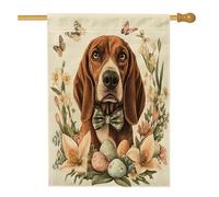 Drapeau de maison de chien de printemps de Pâques 71 x 101,6 cm pour l'extérieur, œufs d'art floral, drapeau vertical standard en lin, drapeau de maison, pour animal de compagnie, décoration