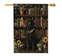 Drapeau de maison de chien de Terre-Neuve de printemps 71,1 x 101,6 cm double face pour décoration extérieure, bibliothèque à fleurs, chiot avant cour, drapeau de maison, drapeau amusant pour animal