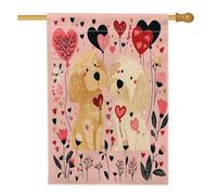 Drapeau de maison de chien doré pour la Saint-Valentin, 71,1 x 101,6 cm, double face pour décoration extérieure, couple amusant pour couple de chiot, drapeau de maison, amant, petit drapeau de pelouse