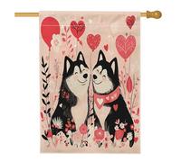 Drapeau de maison de chien Malamute de l'Alaska pour la Saint-Valentin, 71 x 101 cm, double face pour décoration extérieure, couple amusant pour couple de chiot, drapeau de maison, amant, petit