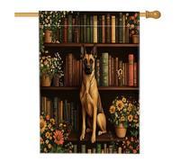 Drapeau de maison de chien malinois belge de printemps 71,1 x 101,6 cm double face pour décoration extérieure, bibliothèque à fleurs, chiot avant cour en lin, drapeau amusant pour animal de compagnie