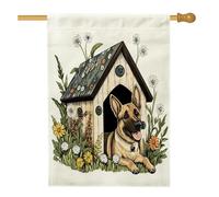 Drapeau de maison de chien malinois belge printanier 71,1 x 101,6 cm double face pour décoration extérieure, niche à fleurs amusante pour chiot, niche avant cour, drapeau de maison, motif animal de