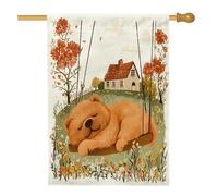 Drapeau de maison de chien Spring Chow Chow 71,1 x 101,6 cm double face pour extérieur, balançoire de ferme, chiot en lin vertical, drapeau imprimé amusant pour animal de compagnie, avant cour