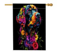 Drapeau de maison de chien Spring Rottweilers - 71,1 x 101,6 cm - Double face pour décoration extérieure - Art floral noir - Drapeau de maison en lin pour animaux de compagnie - Motif extérieur