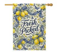 Drapeau de maison de citron, rustique papillon floral, jaune d'été double face en toile de jute pour extérieur, cour, pelouse, terrasse, porte, entrée, 71,1 x 101,6 cm