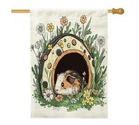 Drapeau de maison de cochon d'Inde printanier, 71,1 x 101,6 cm, double face pour décoration extérieure, maison amusante pour fleurs, animaux, jardin, pelouse, drapeau de maison, joli motif fleurs