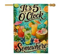 Drapeau de maison de cocktail, tropical d'été citron vert, ananas, turquoise, double face, en toile de jute pour porche, extérieur, pelouse, cour, patio, entrée, 71,1 x 101,6 cm