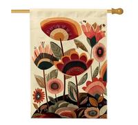 Drapeau de maison de fleurs, botanique moderne, feuille, abeille, printemps, rouge, double face, en toile de jute décorative pour extérieur, terrasse, cour, pelouse, entrée, balcon, 71 x 101,6 cm