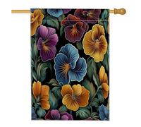 Drapeau de maison de fleurs de pensée printanière, 71,1 x 101,6 cm, double face pour décoration extérieure, motif floral rétro vintage pour cour, cour, pelouse, drapeau de maison, motif amusant