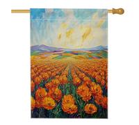 Drapeau de maison de fleurs de soucis de printemps 71,1 x 101,6 cm double face pour décoration extérieure, paysage floral avant cour, drapeau de maison, motif paysage naturel extérieur drapeau de