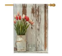Drapeau de maison de fleurs de tulipe printanière, 71,1 x 101,6 cm, double face pour décoration extérieure, motif floral rustique, avant cour, drapeau de maison, petit drapeau de pelouse de jardin