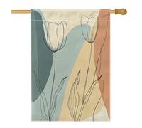 Drapeau de maison de fleurs de tulipe printanière, 71,1 x 101,6 cm, double face pour décoration extérieure, motif floral rétro du milieu du siècle, drapeau de maison, motif amusant et funky pour