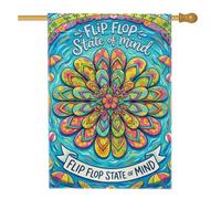 Drapeau de maison de fleurs, parapluie tropical coloré, ballon de plage, bleu été double face en toile de jute pour extérieur, pelouse, cour, terrasse, entrée, 71,1 x 101,6 cm