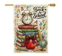 Drapeau de maison de fruits, globe éducatif coloré en toile de jute rouge double face pour extérieur, terrasse, pelouse, entrée, camping 71 x 101,6 cm