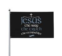 Drapeau de maison, de jardin, de bateau ou autre, 90 x 150 cm (3 x 5 pi), « Jésus-Christ, le chemin, la vérité, la vie ». Sans mât.