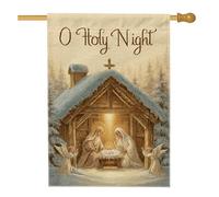 Drapeau de maison de la Nativité - Anges religieux de Noël - Beige - Double face - Décoration extérieure - Pour extérieur, pelouse, cour, patio, entrée - 71,1 x 101,6 cm