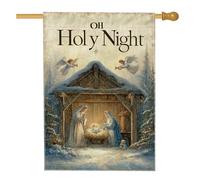 Drapeau de maison de la Nativité - Anges traditionnels de Noël - Bleu - Double face en toile de jute - Drapeaux décoratifs pour extérieur, pelouse, cour, patio, entrée - 71,1 x 101,6 cm