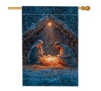 Drapeau de maison de la Nativité religieuse de Noël Marie Joseph de Noël bleu double face en toile de jute pour porche, extérieur, terrasse, cour, pelouse, entrée, balcon, 71,1 x 101,6 cm