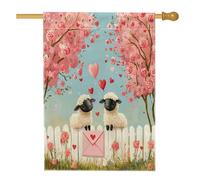 Drapeau de maison de moutons pour la Saint-Valentin, 71 x 101,6 cm, double face pour décoration extérieure, couple d'animaux de campagne, toile pour maison, amant, extérieur