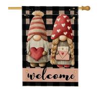 Drapeau de maison de nain, chapeau festif fantaisie à rayures en toile de jute noire double face pour porche, extérieur, terrasse, pelouse, entrée, camping, 71,1 x 101,6 cm