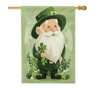 Drapeau de maison de nain de la Saint-Patrick 71,1 x 101,6 cm double face pour décoration extérieure, trèfle léprechaun simple en toile pour la maison, motif amusant de vacances en plein air, drapeau