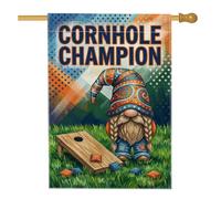 Drapeau de maison de nain, pouf de maïs fantaisie espiègle vert d'été double face en toile de jute pour extérieur, cour, pelouse, terrasse, porte, entrée, 71,1 x 101,6 cm