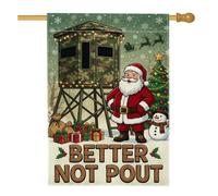 Drapeau de maison de Noël avec citation amusante du Père Noël 71 x 101 cm | Thème de chasse, drapeau de pelouse, store camouflage, bonhomme de neige d'hiver, boîtes cadeaux de vacances