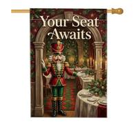 Drapeau de maison de Noël avec citation Casse-noisette 71 x 101 cm | Décoration de salle à manger, drapeau de cour, centre de table aux chandelles, thème de bienvenue d'hiver