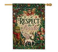 Drapeau de maison de Noël avec citation de créature mythique Sasquatch 71 x | Créatures mythiques, drapeau de cour, thème forêt de vacances, décoration extérieure fantaisie, accents de jardin festifs