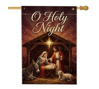 Drapeau de maison de Noël avec citation de scène religieuse 71 x 101 cm | Scène religieuse, drapeau de pelouse, sainte famille, thèmes religieux, décoration de jardin d'hiver