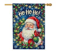 Drapeau de maison de Noël avec citation Père Noël et cardinal 71 x 101 cm