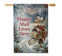 Drapeau de maison de Noël Scène d'hiver Boîte aux lettres 71,1 x 101,6 cm