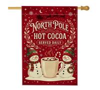 Drapeau de maison de Noël sur le thème du Pôle Nord - Motif bonhomme de | Motif cacao chaud, drapeau de pelouse, décoration de jardin saisonnière, thème du pays des merveilles d'hiver