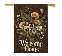 Drapeau de maison de pensée, vintage rustique, en toile de jute marron, double face, pour porche, extérieur, pelouse, cour, patio, entrée, 71,1 x 101,6 cm